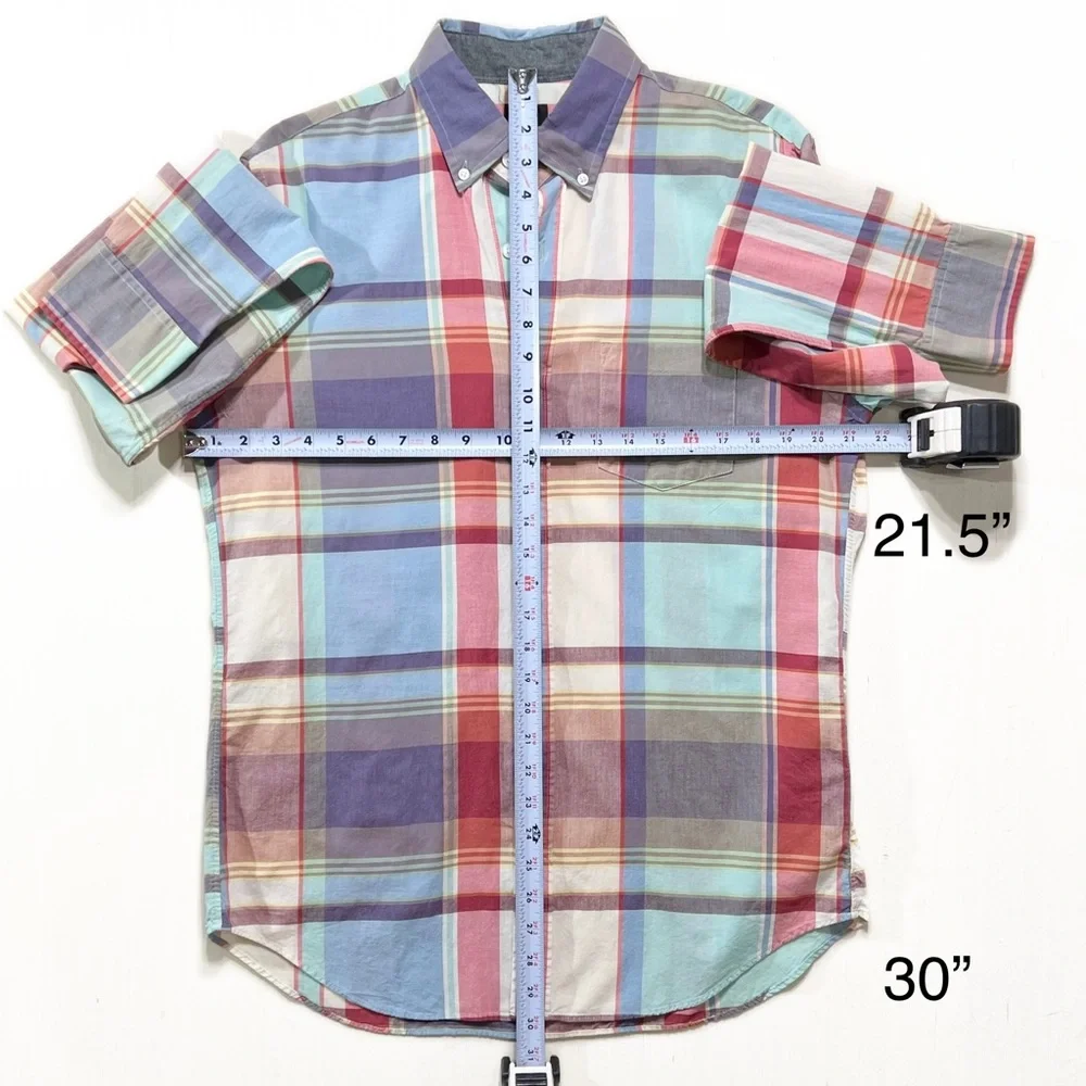 J. Crew Mens Plaid Multi Color Long Sleeve Buttondown Shirt Medium - Picture 6 of 6